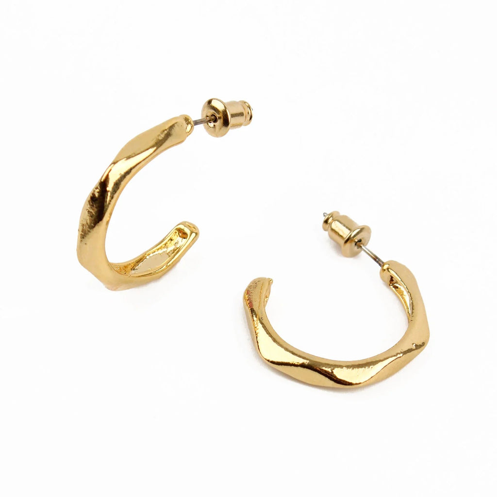 Gold Wavy Hoops