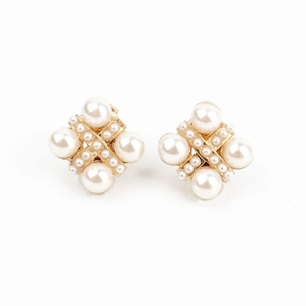 Pearl Crossed Stud Earrings