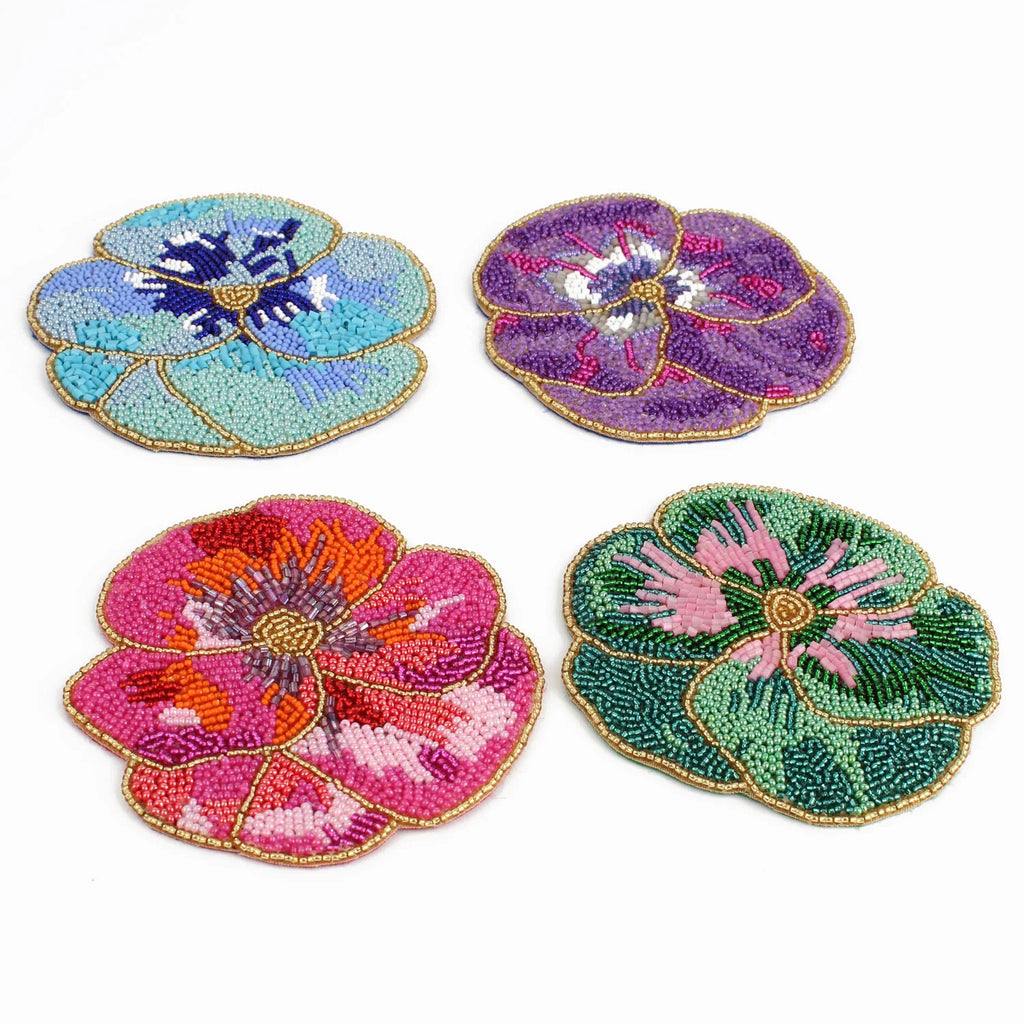 Beaded Pansy Coasters