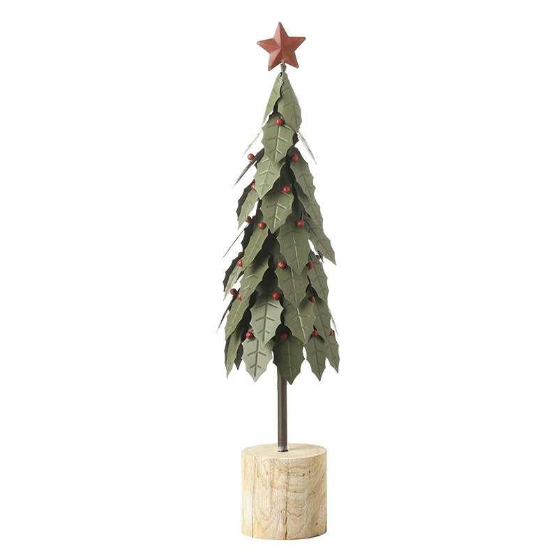 Medium Green Metal Holly Tree