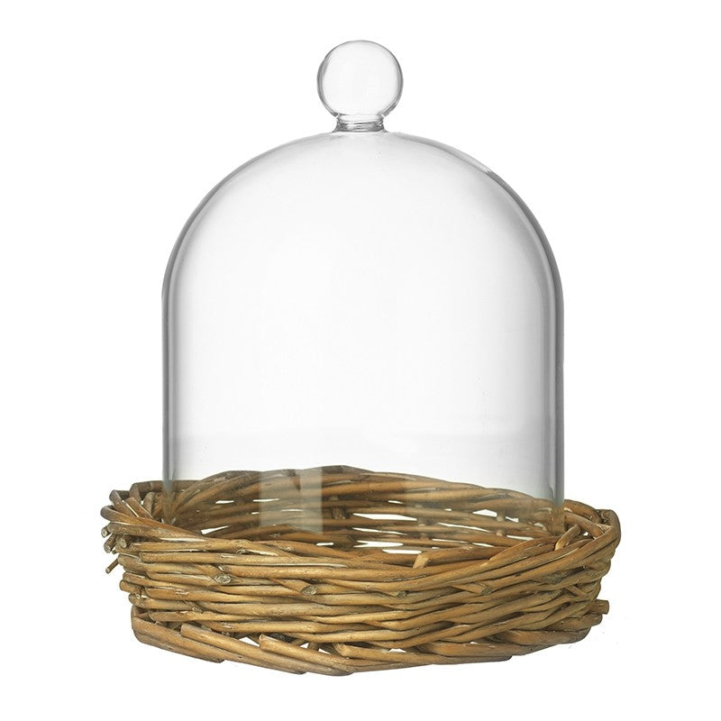 Large Cloche on Wicker Base
