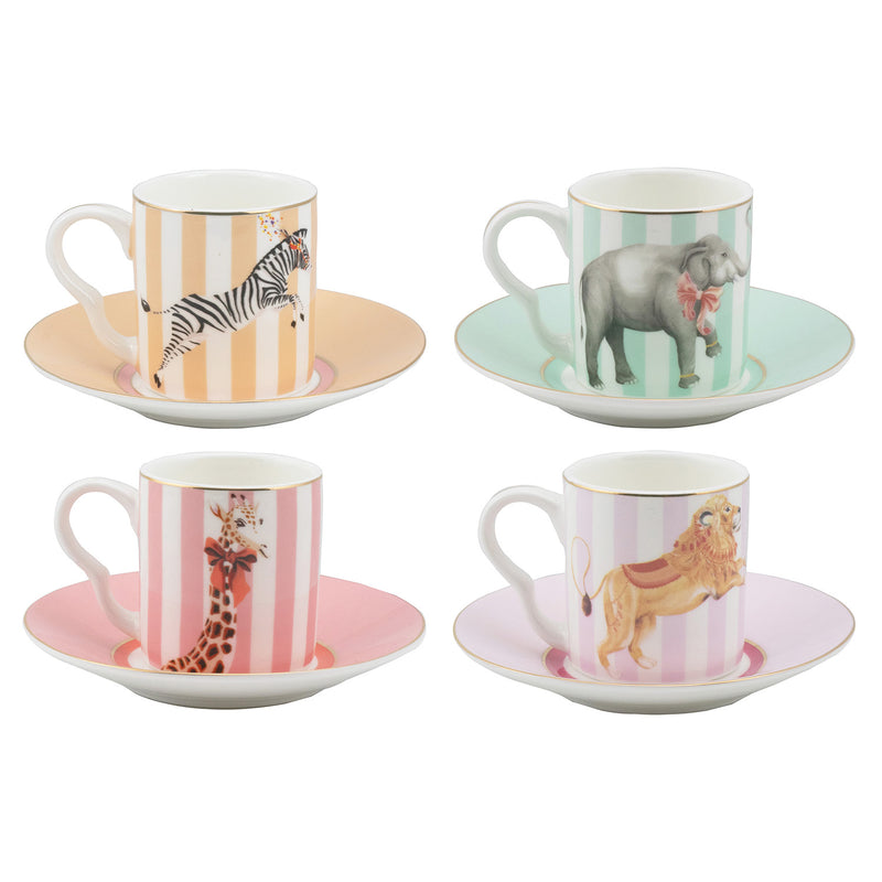 Set of 4 Espresso Cup & Saucers